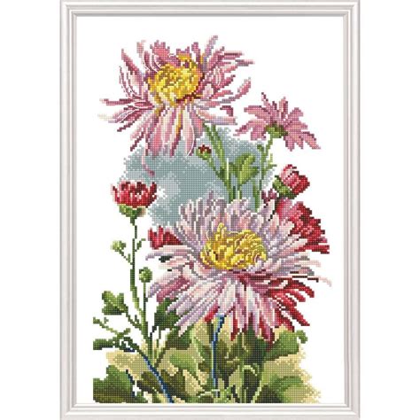 Rto Pink Chrysanthemum Counted Cross Stitch Kit