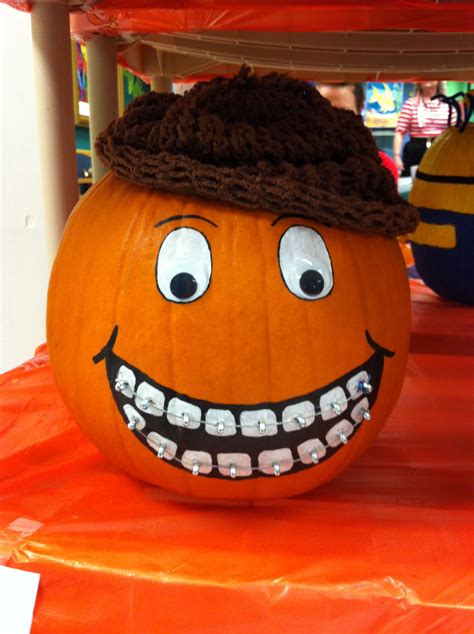 Pumpkin With Braces Pumpkin Halloween Decorations Pumpkin Carving Pumpkin Decorating Contest