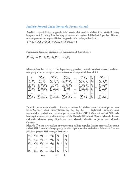 Analisis Regresi Linier Berganda Secara Manual