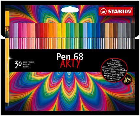 STABILO Pen 68 ARTY Fibre Tip Pen Wallet Of 30 Assorted Colours