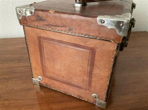 Antique 1800s Leather Travel Shotgun Shell Ammunition Ammo Shot Box Old