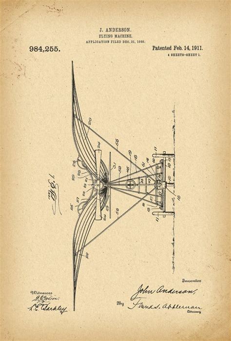 1911 Patent Flying Machine History Invention Stock Illustration ...