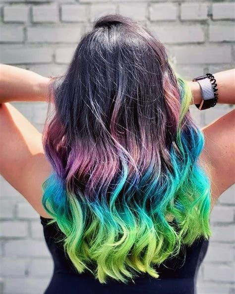 Vibrant purple blue green ombre hair 🖤💜💙💚 @JeaningGoetch ...