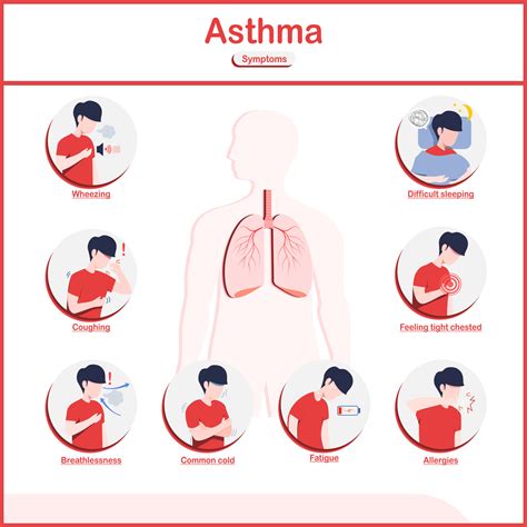 Vector illustrations infographic,symptoms of asthma.fatigue,wheezing