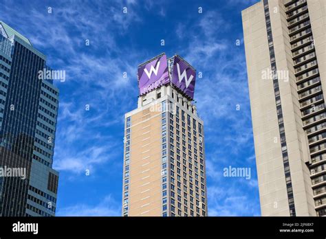 The W Hotel New York against the blue sky. Times Square, Midtown ...