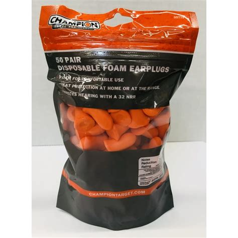 Champion Foam Earplugs Orange 50 Pair