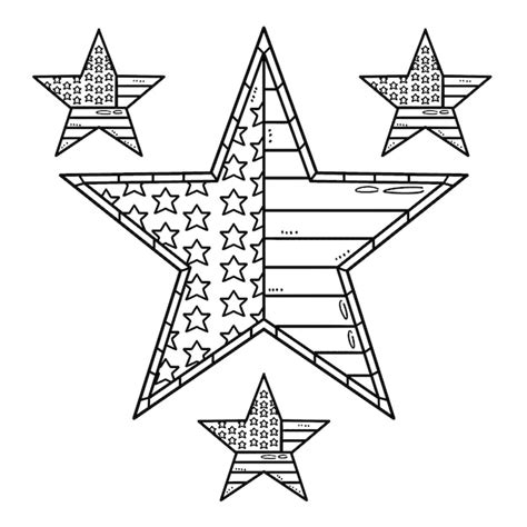 Premium Vector | Star in the US flag Isolated Coloring Page