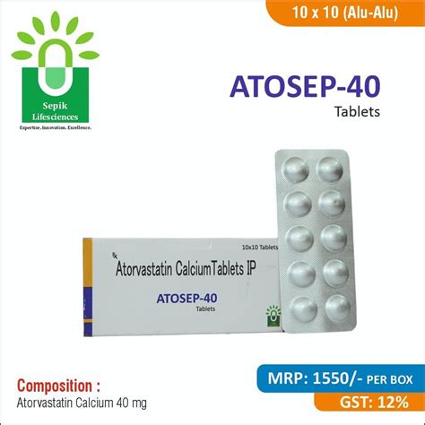 ATOSEP 40 40 Mg Atorvastatin Calcium Tablets IP At Rs 1550 Per Box