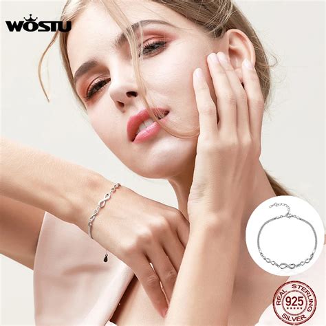 WOSTU Hot Sale 925 Sterling Silver Endless Love Infinity Chain Link