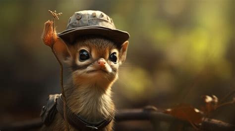 dikdik  tiny explorers hat ar wallpaper premium ai generated image