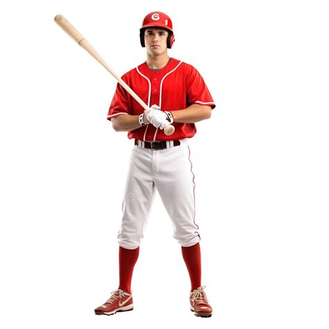 Baseball Hitter Red Uniform Baseball Sports Baseball Bat Png