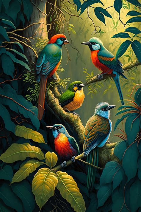 Colorful Birds in Rainforest Canopy. by ArtfulAbode on DeviantArt