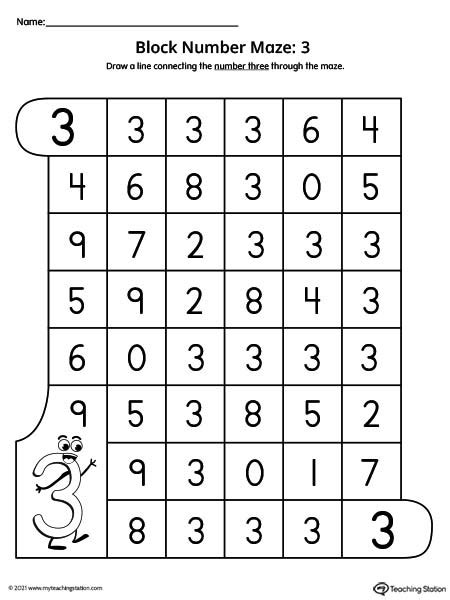 Number Maze Worksheet 3