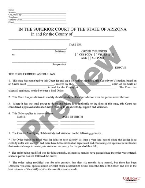 Arizona Order To Modify Modification Us Legal Forms