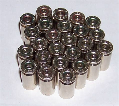 9mm Nickel Bullet Shell Casings 25 Pieces Matching Head