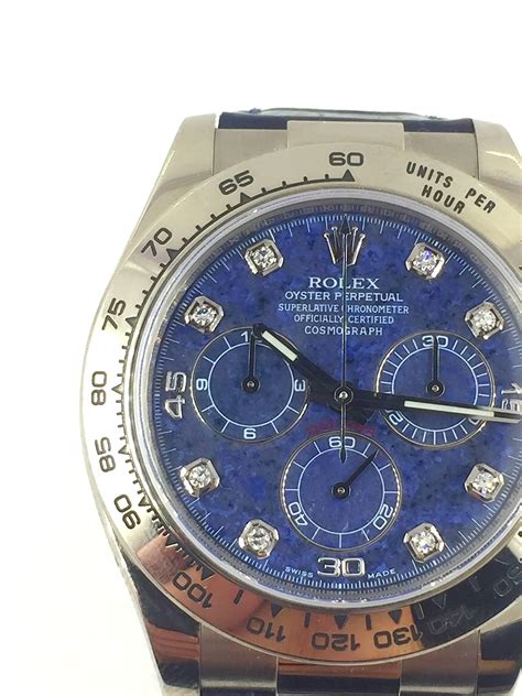 Rolex White Gold Cosmograph Daytona Sodalite Diamond Dial Automatic