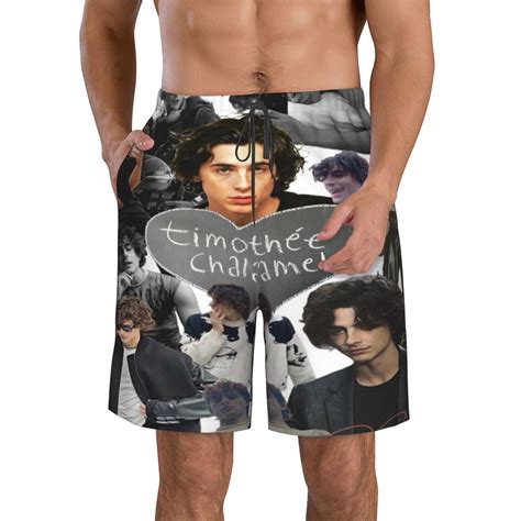 Mens Timothee Chalamet Swim Trunks Quick Dry Bathing Suits Holiday