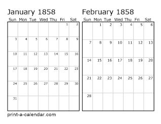 Download 1858 Printable Calendars