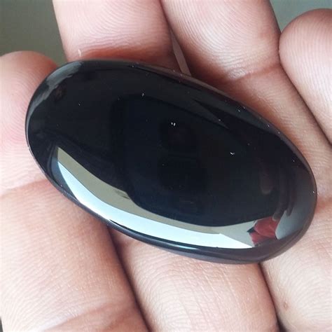 Black Onyx Cabochon Oval Shaped Gemstone Mm X Mm Ox A Onyx