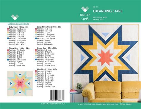 Quilty Love Expanding Stars Quilt Pattern Fat Quarter Etsy