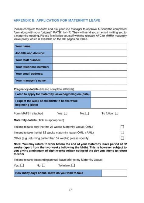 Application Format Pdf Application Form Maternity Leave V