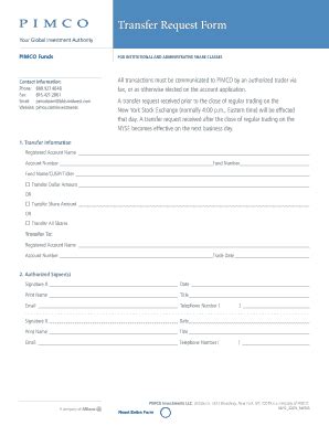 Fillable Online Transfer Request Form PIMCO Fax Email Print PdfFiller