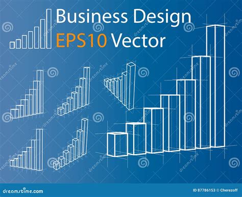 Wire Frame Graphs Set Vector Infographics Stock Vector Illustration