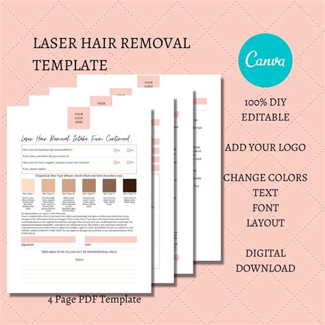 Laser Hair Removal Forms With Fitzpatrick Scale DIY Editable - Etsy ...