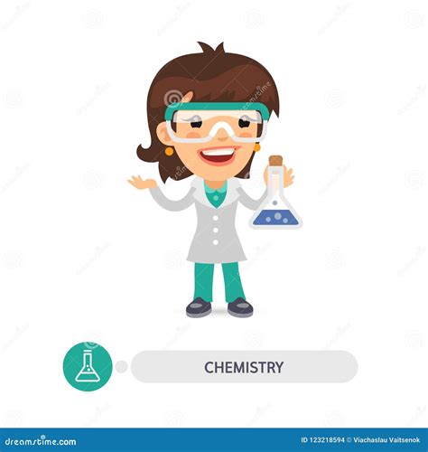 Female Chemistry Teacher With A Bulb Stock Vector Illustration Of