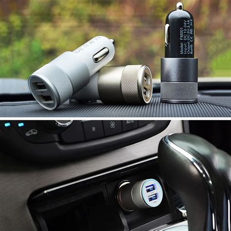 Universal Car Charger Adapter Dual USB 2 Port USB 5.0V 2.1A Aluminium ...