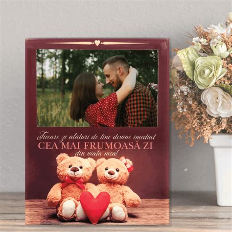 Ramă Foto Sticlă Personalizată Cu O Poză și Mesaj Teddy Bears Printbox