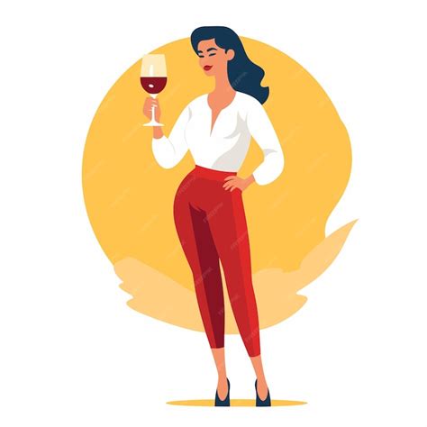 Premium Vector Woman Holding A Wine Glass Vector Illustration