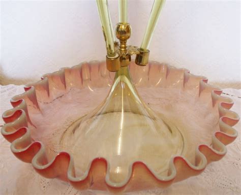 Antique English Victorian Pink Vaseline Glass Epergne 108700 Uk