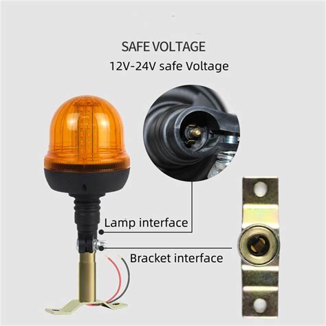 Amber Rotating Flashing Beacon Light Mounting Pole Stem Bracket Tractor