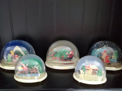 Vintage Plastic Snow Globes, Made In Hong Kong, Kitschy Christmas Decor ...