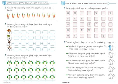 1 Sınıf Ritmik Sayma Etkinlikleri