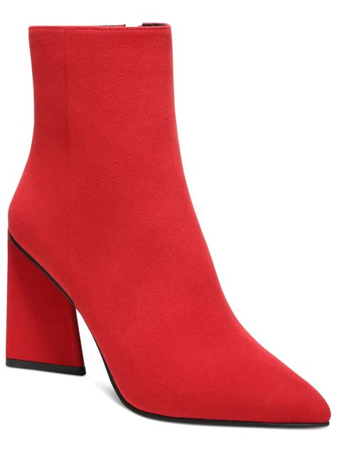 Bar Iii Womens Red Comfort Asya Pointed Toe Sculpted Heel Zip Up Dress Boots 7 M