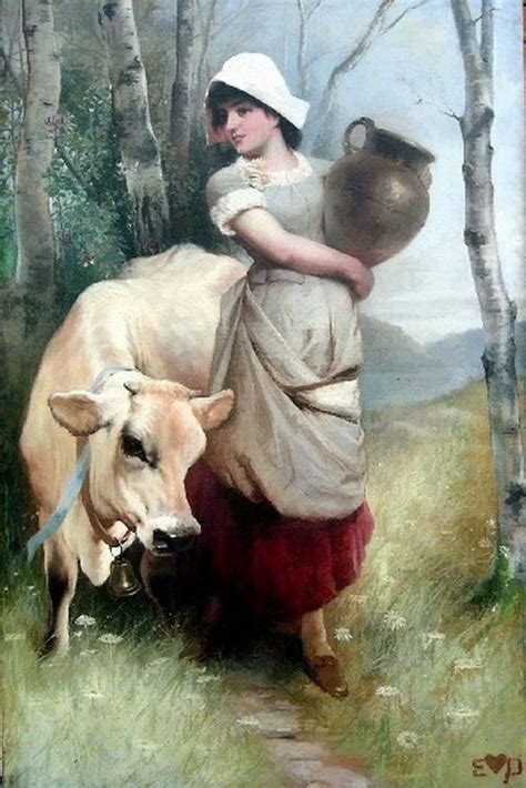 Milkmaid Painting DOUGLAS Farming Art Print C19th Victorian