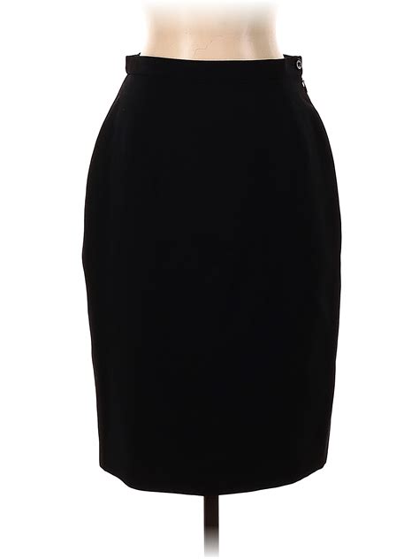 Giorgio Armani Solid Black Wool Skirt Size 40 It 85 Off Thredup