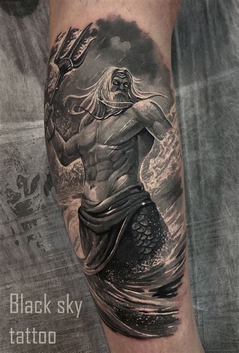 Poseidon Tattoo Poseidon Trident Sky Tattoos Cover Up Tattoos