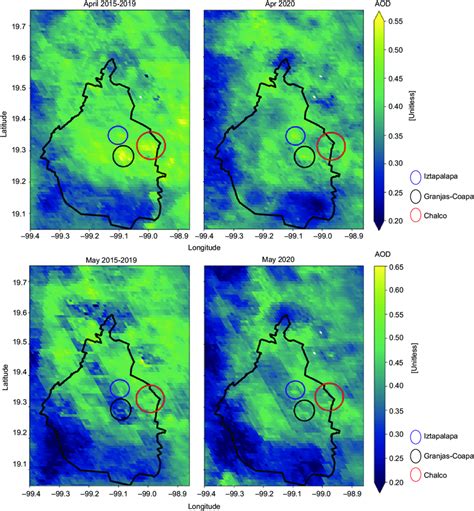 Aerosol Optical Depth Aod Measured With The Modis Instrument It