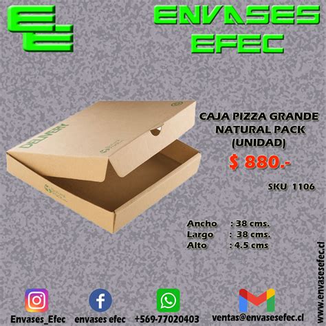 Caja Pizza Grande Natural Pack Unidad Envases Efec