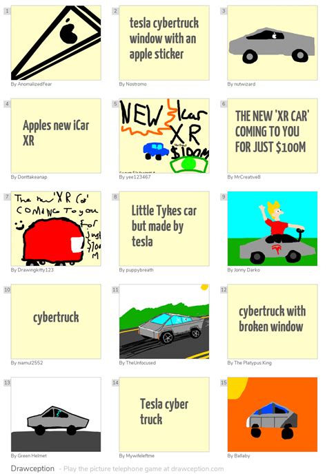 tesla cybertruck window with an apple sticker - Drawception