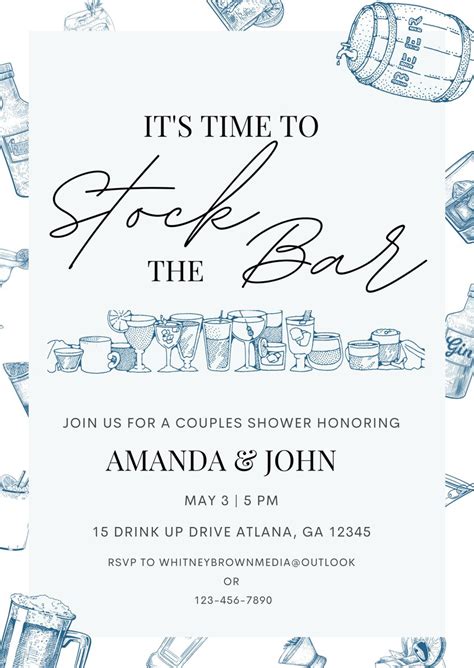 Stock The Bar Couples Shower Invitation Etsy