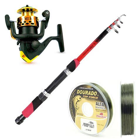 Kit De Pesca Vara Telesc Pica Molinete E Linha Ref