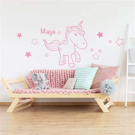 Sticker Licorne Avec Pr Nom D Coration Chambre Enfant Personnalis