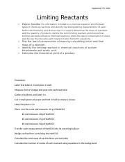 Limiting Reactants Lab Docx September 25 2022 Limiting Reactants