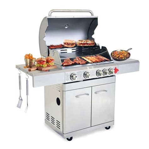 GREADEN BBQ Grill Barbecue À Gaz INOX PHÉNIX 17 5KW 4 BRÛLEURS 1 FEU