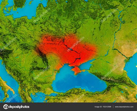 Ukraine on physical map — Stock Photo © tom.griger #152312588