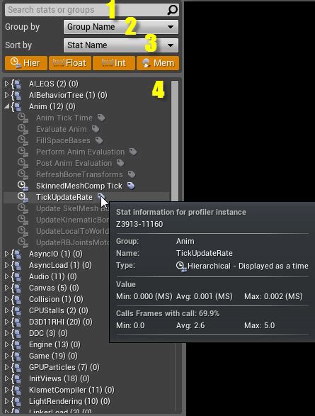 Profiler Tool Reference Unreal Engine Documentation